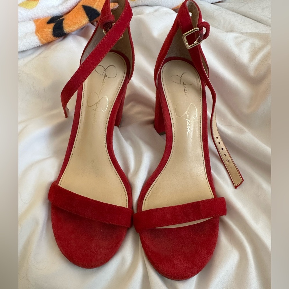 Size 6.5 Jessica Simpson red suede heels